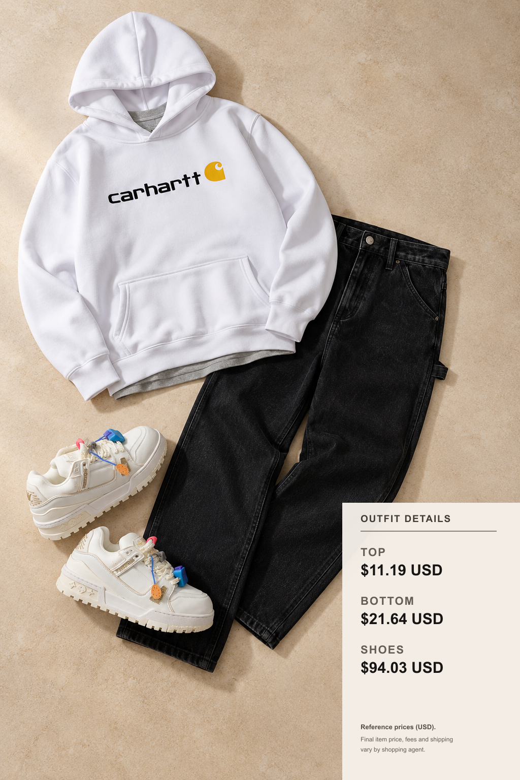 Estilo con sudadera Carhartt blanca: pantalón recto negro