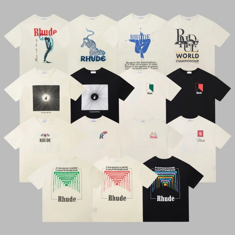 Rhude Multicolor T-Shirt Collection Review: Stitch Counts at Four Seams on an $8.36 Combed-Cotton Tee